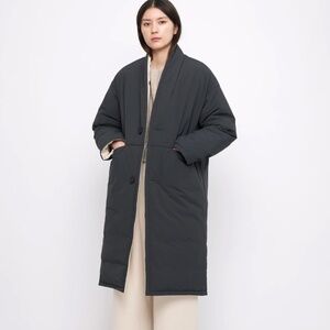 7115 by SZEKI Reversible Quilted Coat - FW24 - Navy Gray/ Off-White Small
